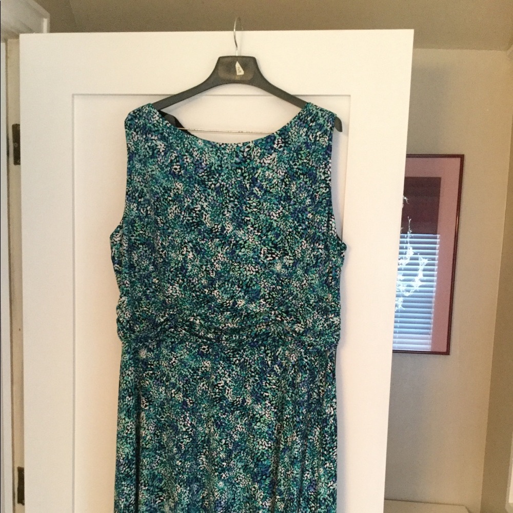 CJ Banks Blue and Green Midi Dress